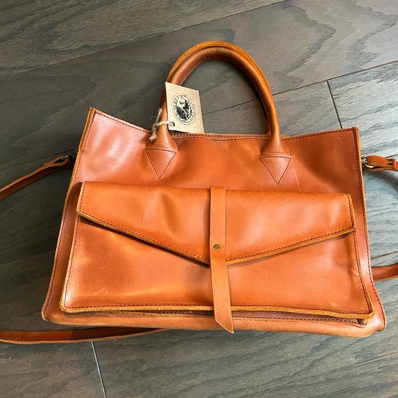 Raven + Lily brown leather tote bag Never used - Picture 1 of 10